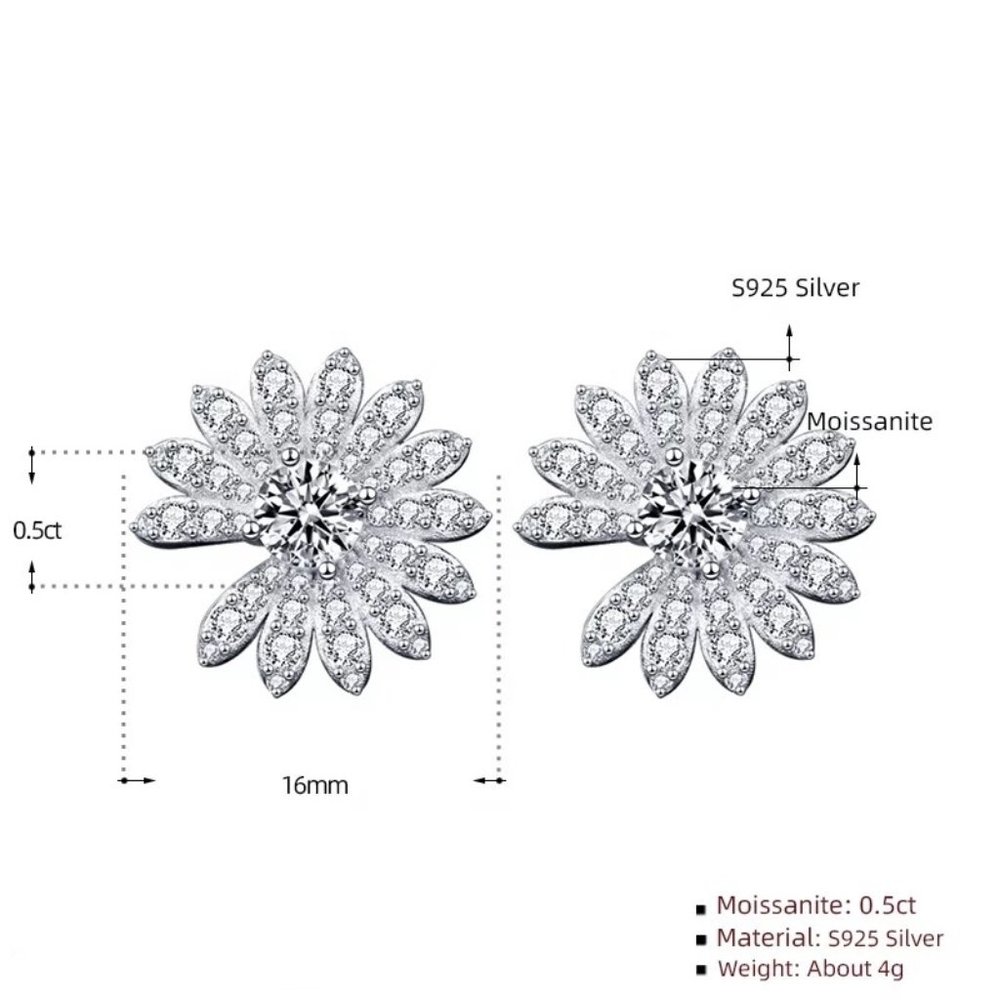 Certified 1ct. t.w. Diamond Flower Earrings 18k White Gold over Italian Silver - Picture 5 of 16